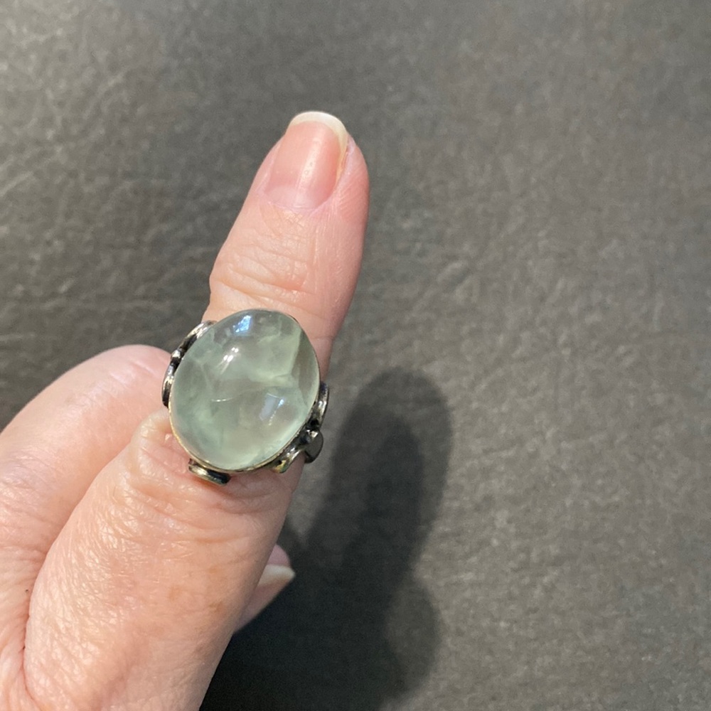 Pale green stone (prasiolite or ?) ring